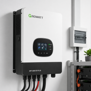 “خرید و مشخصات فنی اینورتر Growatt SPF 6000 ES Plus؛ قدرتمندترین اینورتر ۶ کیلووات آف‌گرید با قابلیت کارکرد بدون باتری و راندمان خیره‌کننده. کلیک کنید!”